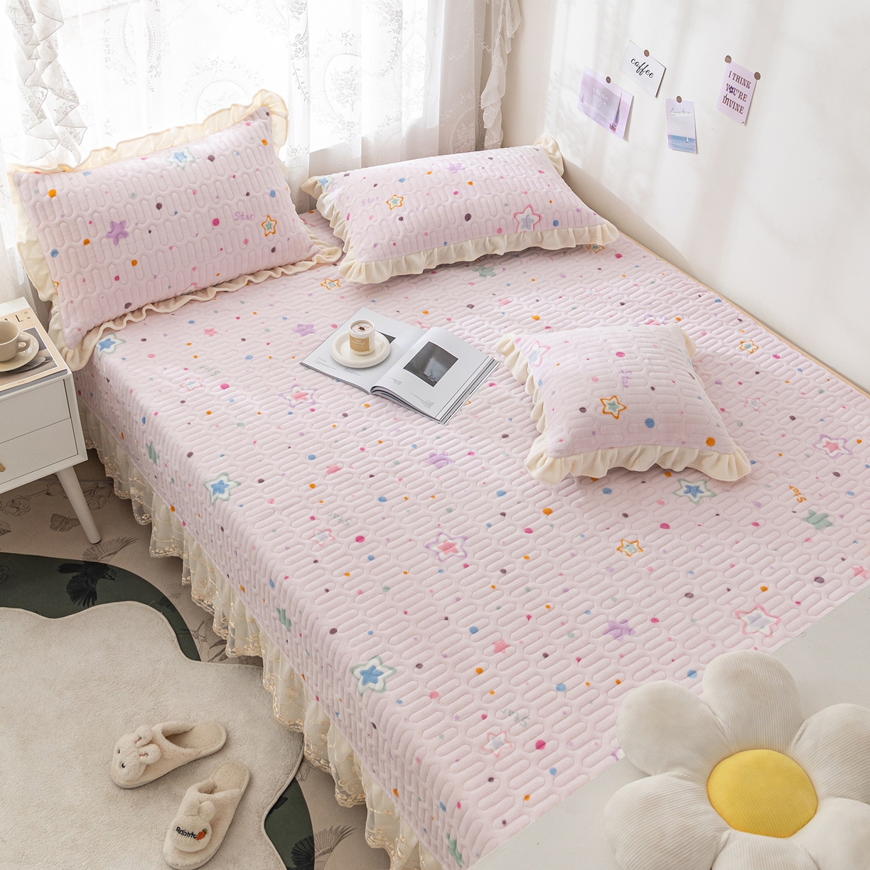 91家纺网 家纺一手货源 找家纺 美优兰 2025秋冬新款牛奶绒榻榻米垫床盖（可定制）心愿