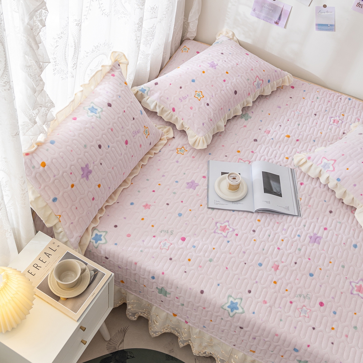 91家纺网 家纺一手货源 找家纺 美优兰 2025秋冬新款牛奶绒榻榻米垫床盖（可定制）心愿