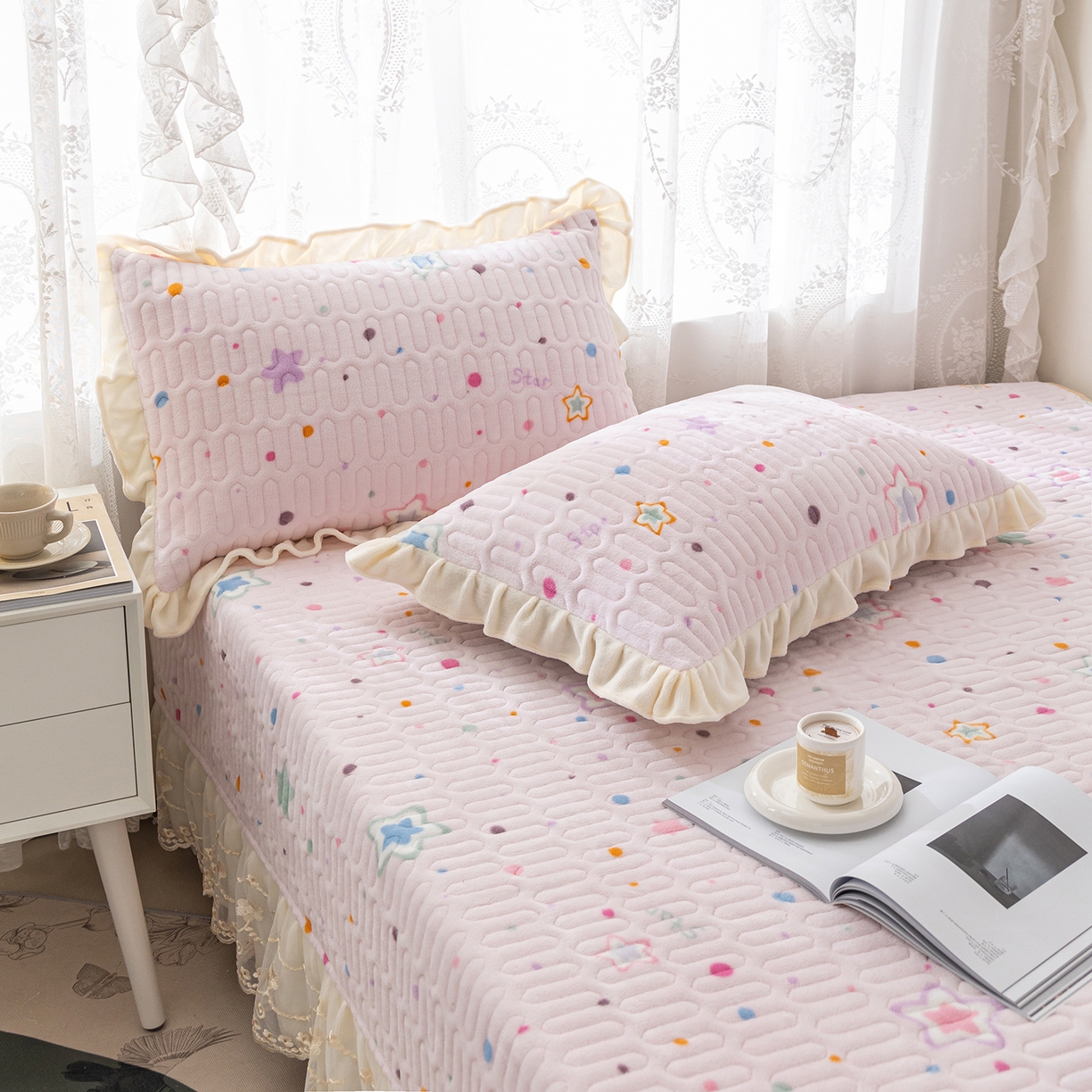 91家纺网 家纺一手货源 找家纺 美优兰 2025秋冬新款牛奶绒榻榻米垫床盖（可定制）心愿