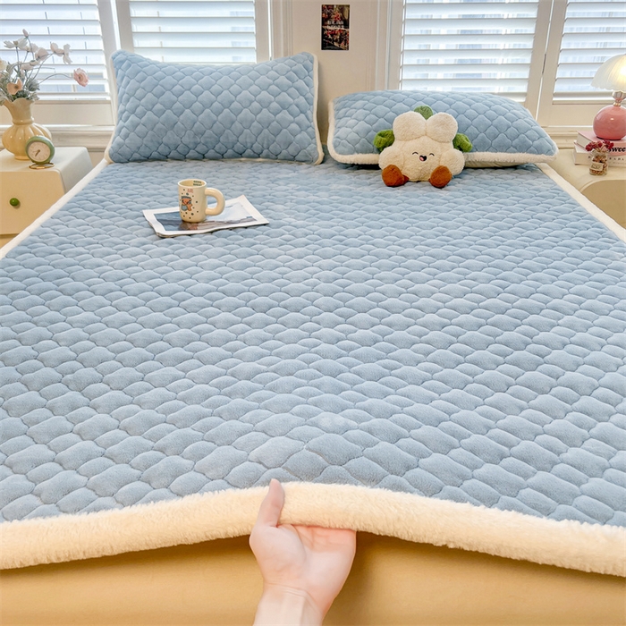 91家纺网 家纺一手货源 找家纺 （总）喜居-2025新款纯色牛奶绒床褥垫床垫
