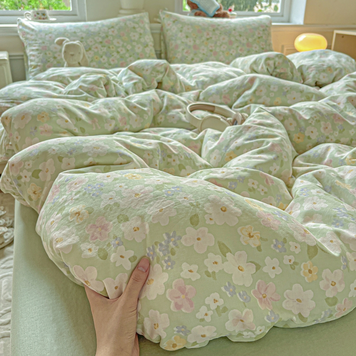 91家纺网 家纺一手货源 找家纺 （总）一比一家纺 2025新款全棉双层纱四件套