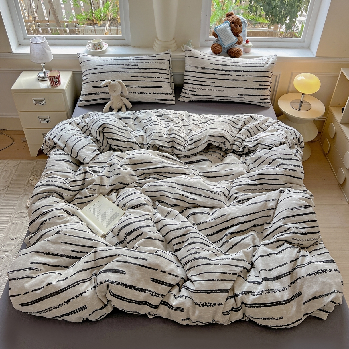 91家纺网 家纺一手货源 找家纺 一比一家纺 2025新款全棉双层纱四件套 凯伦