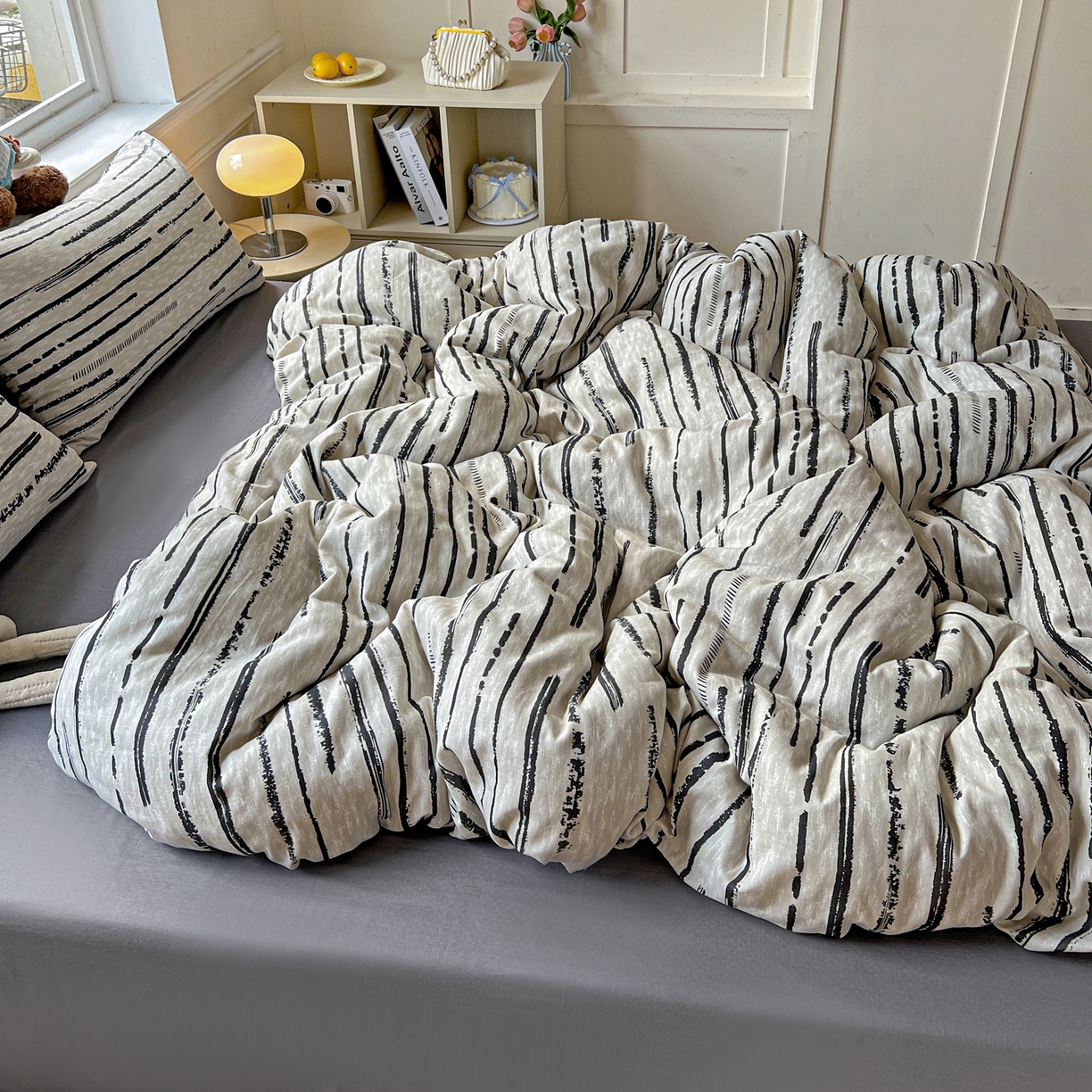 91家纺网 家纺一手货源 找家纺 一比一家纺 2025新款全棉双层纱四件套 凯伦