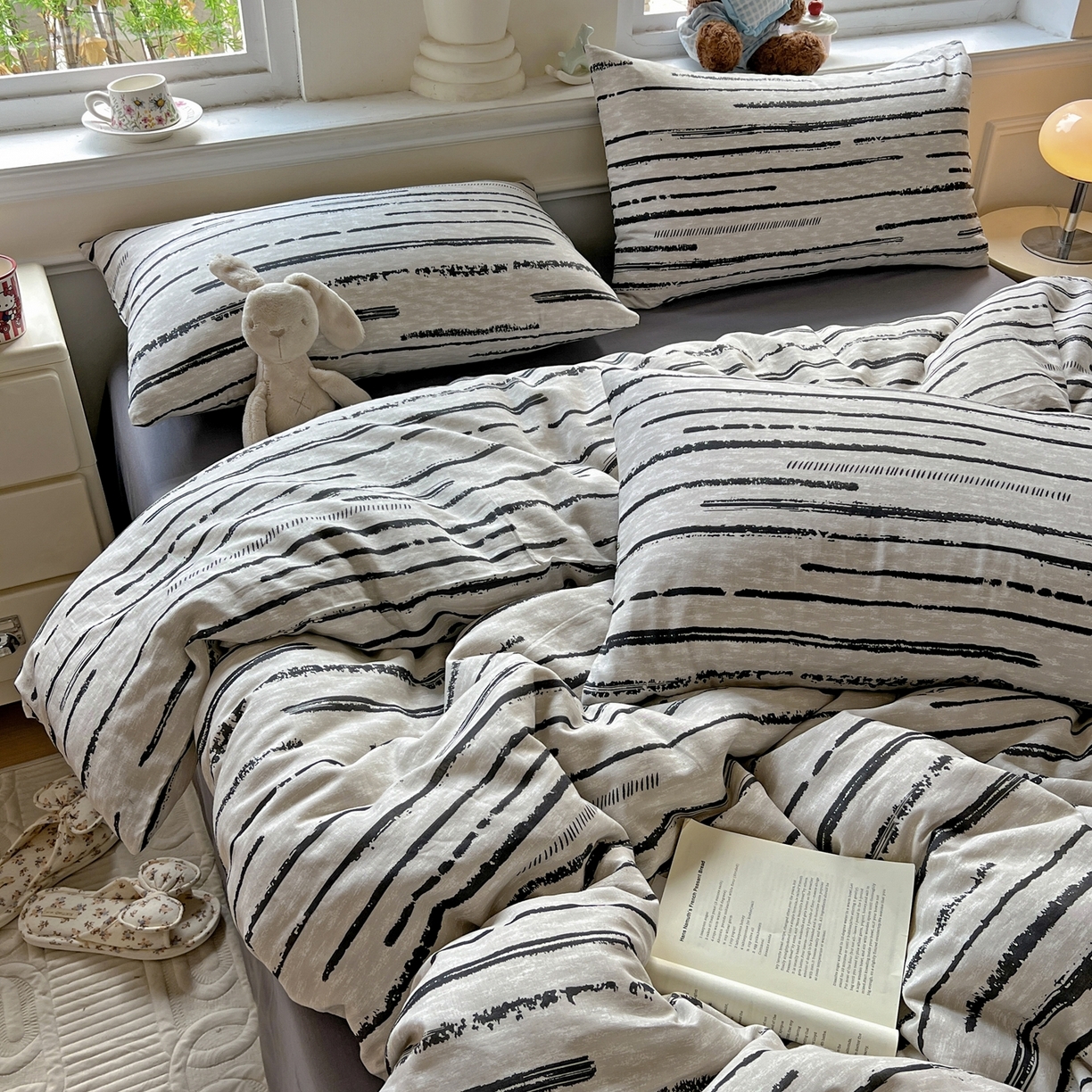 91家纺网 家纺一手货源 找家纺 一比一家纺 2025新款全棉双层纱四件套 凯伦