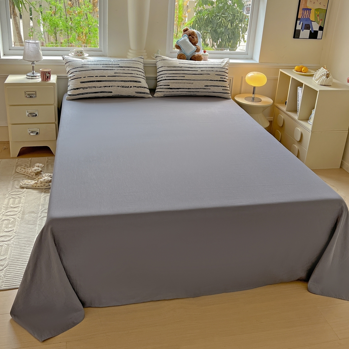 91家纺网 家纺一手货源 找家纺 一比一家纺 2025新款全棉双层纱四件套 凯伦