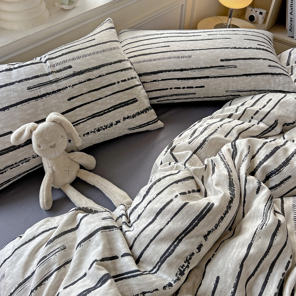 91家纺网 家纺一手货源 找家纺 一比一家纺 2025新款全棉双层纱四件套 凯伦