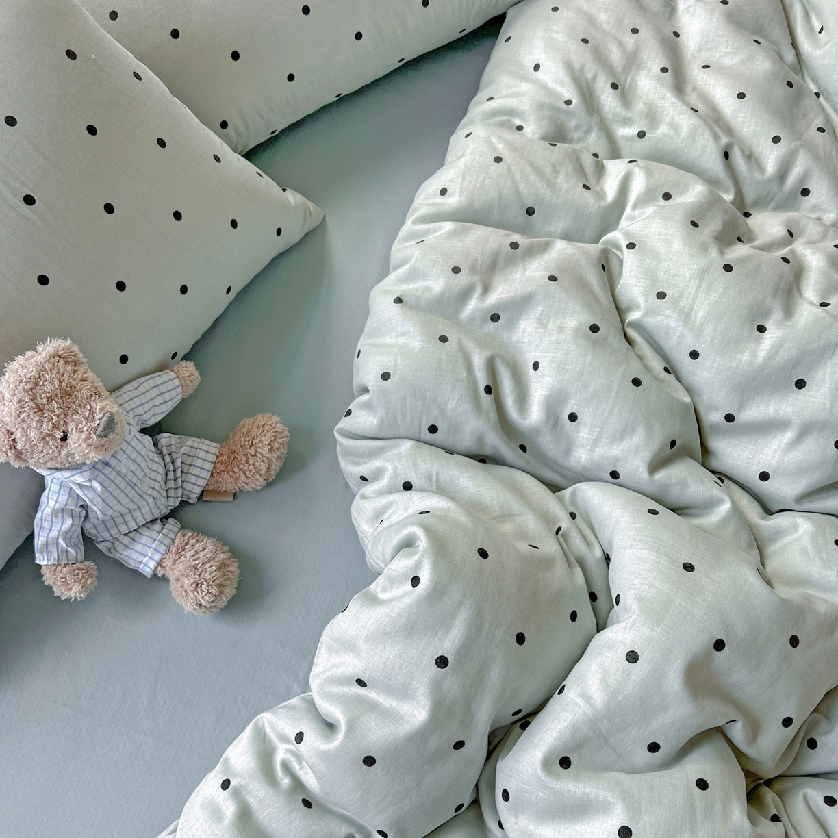 91家纺网 家纺一手货源 找家纺 一比一家纺 2025新款全棉双层纱四件套 抹茶啵啵