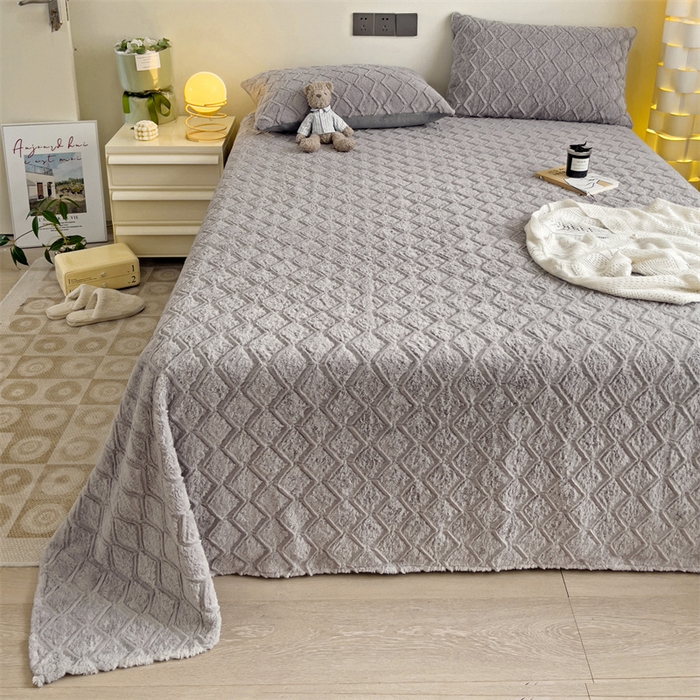 91家纺网 家纺一手货源 找家纺 （总）名兮家居 2025新款立体加厚仿兔绒床单床笠单件