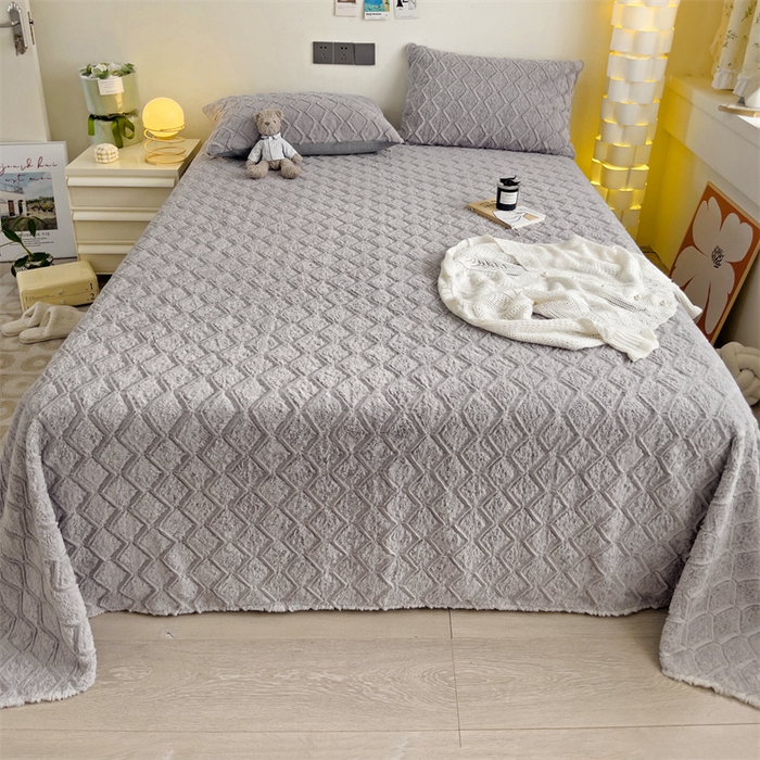 91家纺网 家纺一手货源 找家纺 （总）名兮家居 2025新款立体加厚仿兔绒床单床笠单件