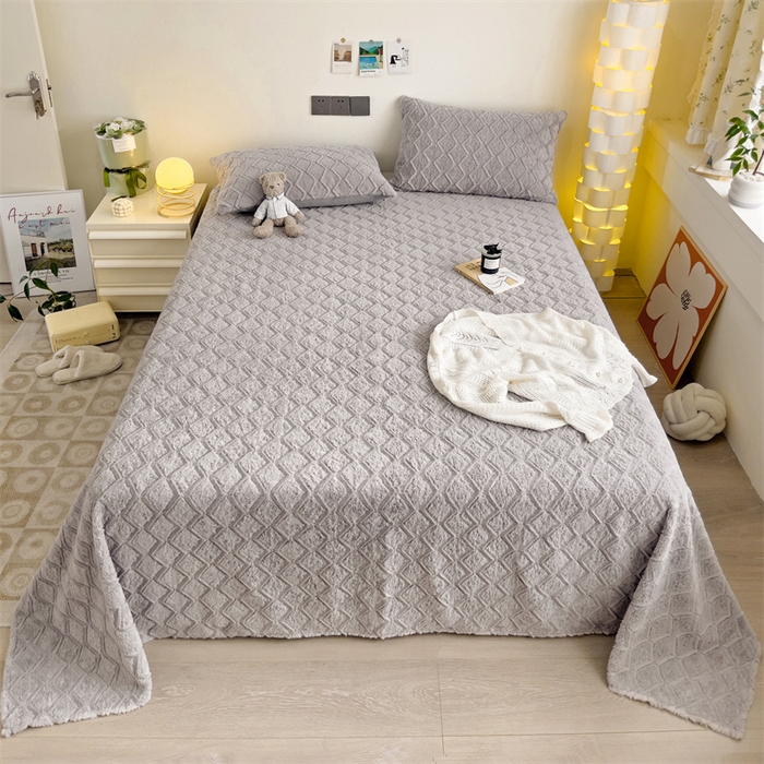 91家纺网 家纺一手货源 找家纺 （总）名兮家居 2025新款立体加厚仿兔绒床单床笠单件