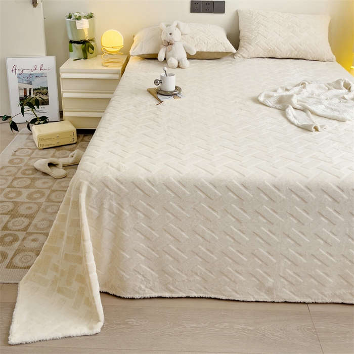 91家纺网 家纺一手货源 找家纺 名兮家居 2025新款立体加厚仿兔绒床单床笠单件 几何生活