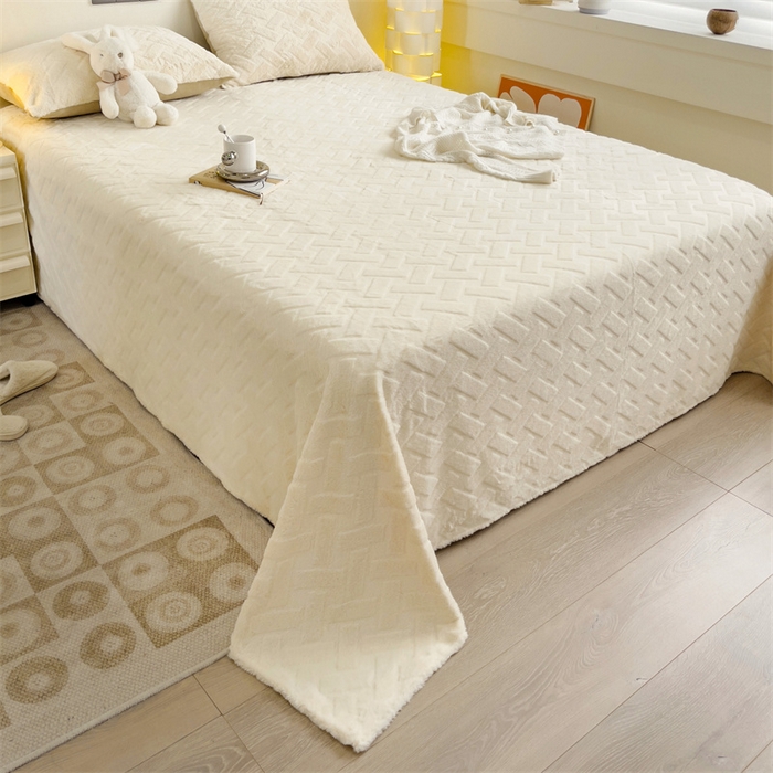 91家纺网 家纺一手货源 找家纺 名兮家居 2025新款立体加厚仿兔绒床单床笠单件 几何生活