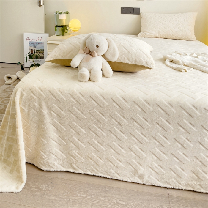 91家纺网 家纺一手货源 找家纺 名兮家居 2025新款立体加厚仿兔绒床单床笠单件 几何生活