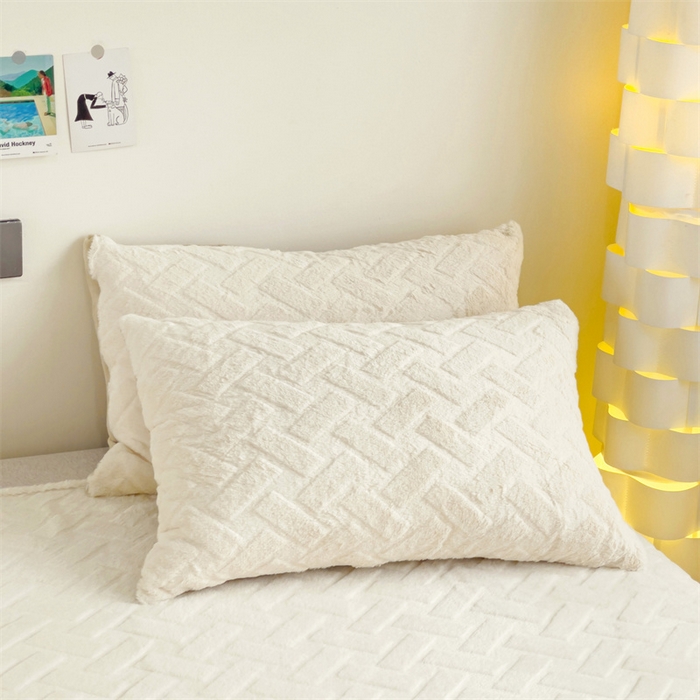 91家纺网 家纺一手货源 找家纺 名兮家居 2025新款立体加厚仿兔绒床单床笠单件 几何生活