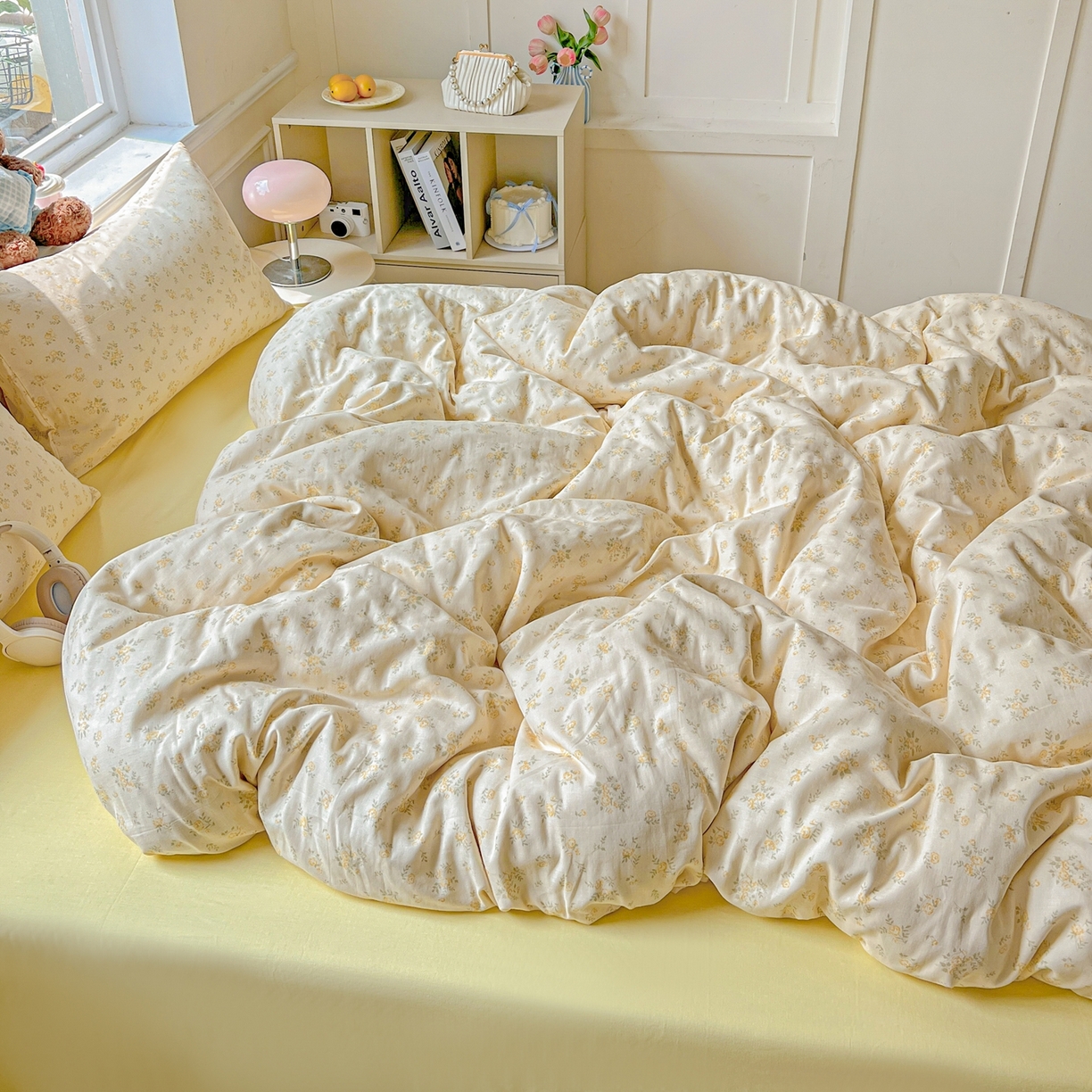 91家纺网 家纺一手货源 找家纺 一比一家纺 2025新款全棉双层纱四件套 小晴天