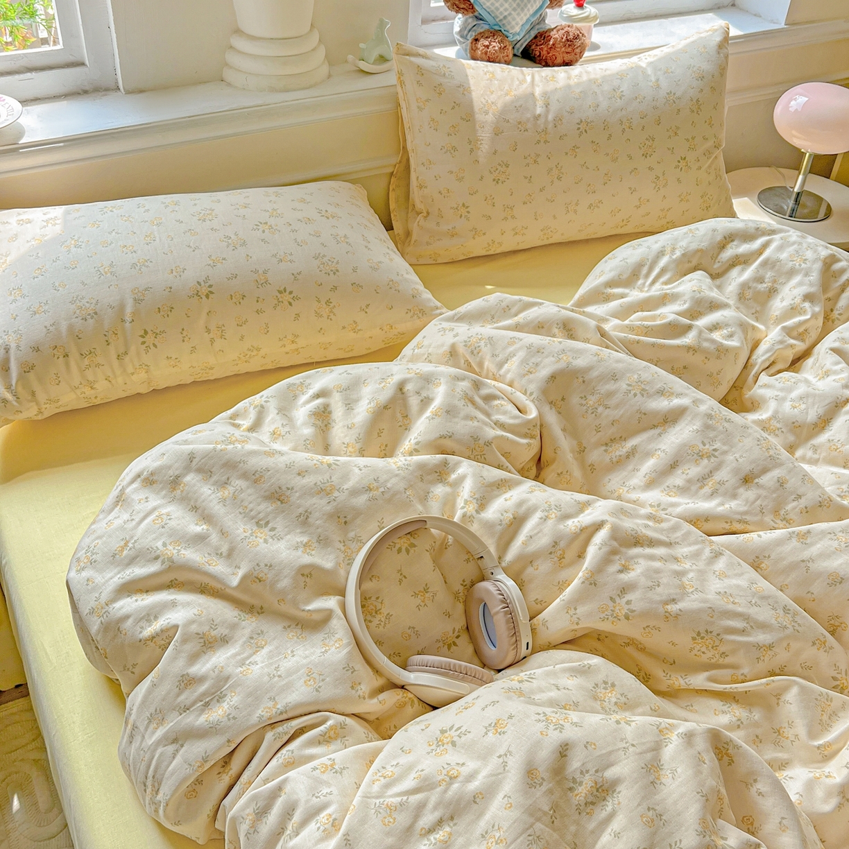 91家纺网 家纺一手货源 找家纺 一比一家纺 2025新款全棉双层纱四件套 小晴天