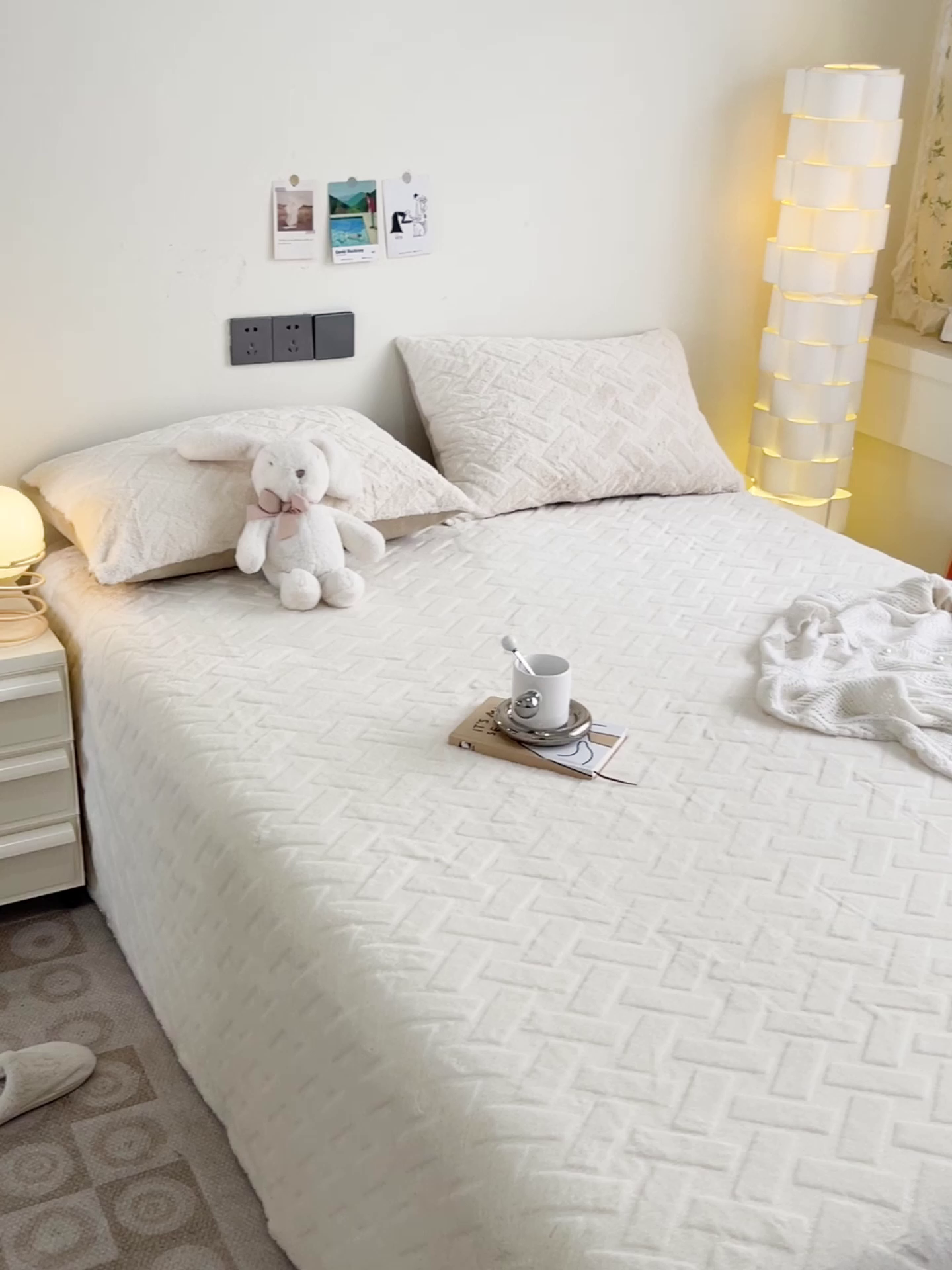 91家纺网 家纺一手货源 找家纺 名兮家居 2025新款立体加厚仿兔绒床单床笠单件 几何生活