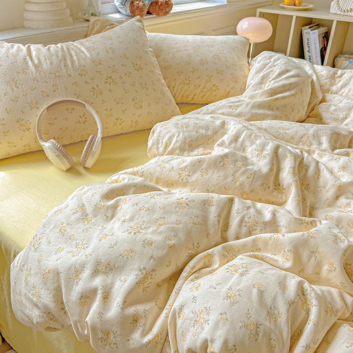 91家纺网 家纺一手货源 找家纺 一比一家纺 2025新款全棉双层纱四件套 小晴天