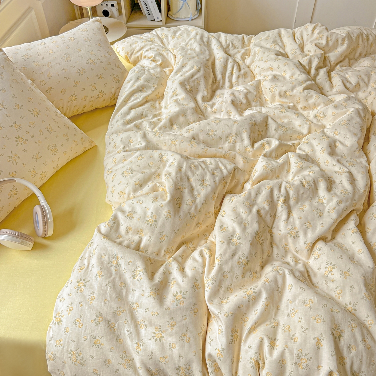 91家纺网 家纺一手货源 找家纺 一比一家纺 2025新款全棉双层纱四件套 小晴天