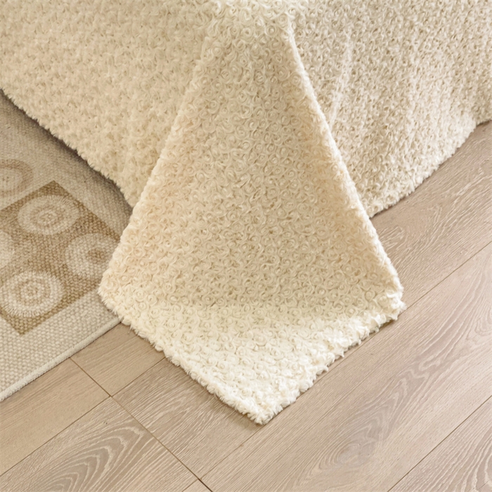 91家纺网 家纺一手货源 找家纺 名兮家居 2025新款立体加厚仿兔绒床单床笠单件 玫瑰-白