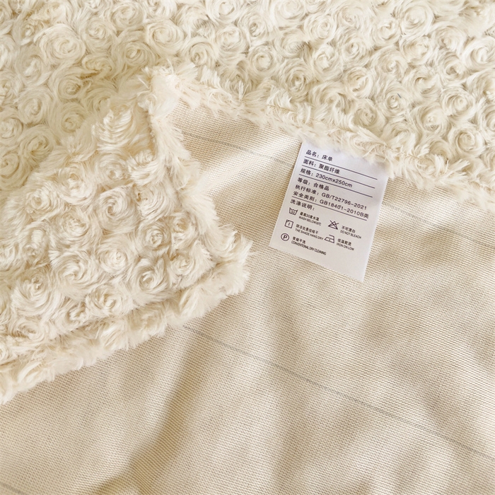 91家纺网 家纺一手货源 找家纺 名兮家居 2025新款立体加厚仿兔绒床单床笠单件 玫瑰-白