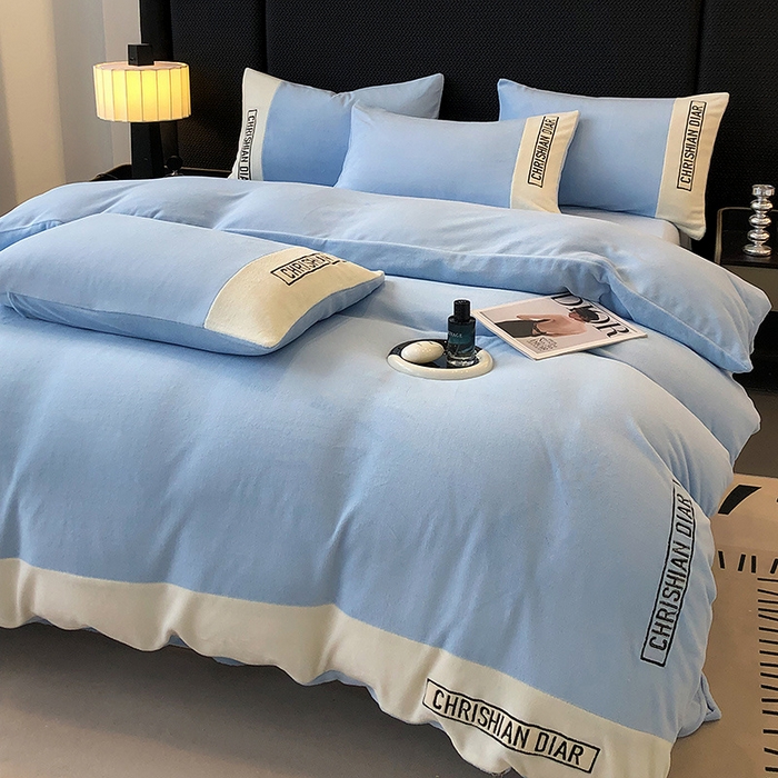 91家纺网 家纺一手货源 找家纺 （总）懒猫家纺 2025新款刺绣牛奶绒四件套-妮可