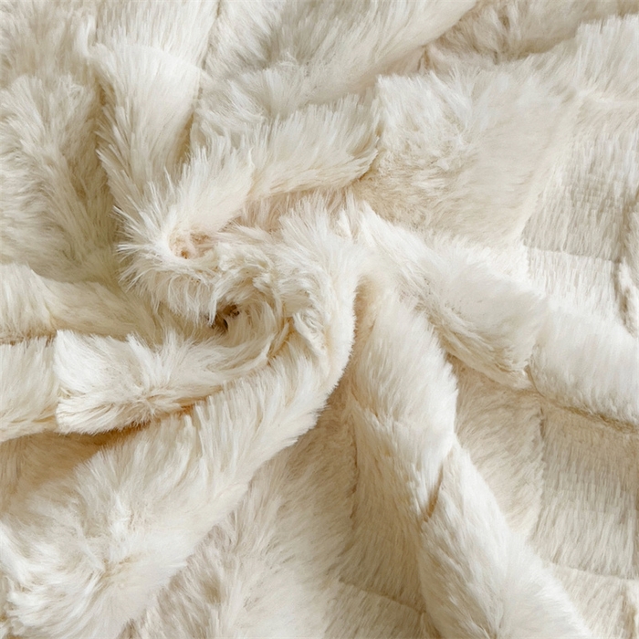 91家纺网 家纺一手货源 找家纺 名兮家居 2025新款立体加厚仿兔绒床单床笠单件 奶油方格