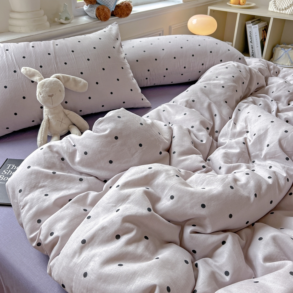 91家纺网 家纺一手货源 找家纺 一比一家纺 2025新款全棉双层纱四件套 芋泥啵啵