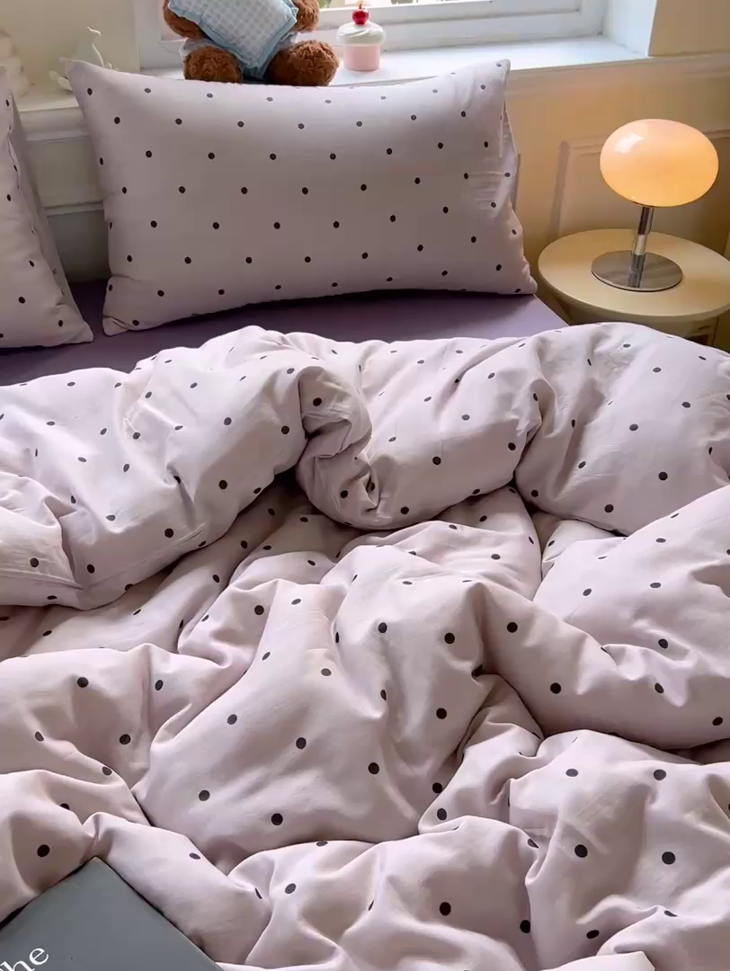 91家纺网 家纺一手货源 找家纺 一比一家纺 2025新款全棉双层纱四件套 芋泥啵啵