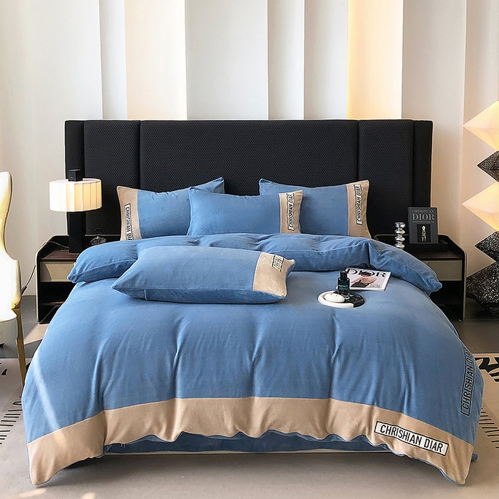 懒猫家纺 2025新款刺绣牛奶绒四件套-妮可 楼兰-咖