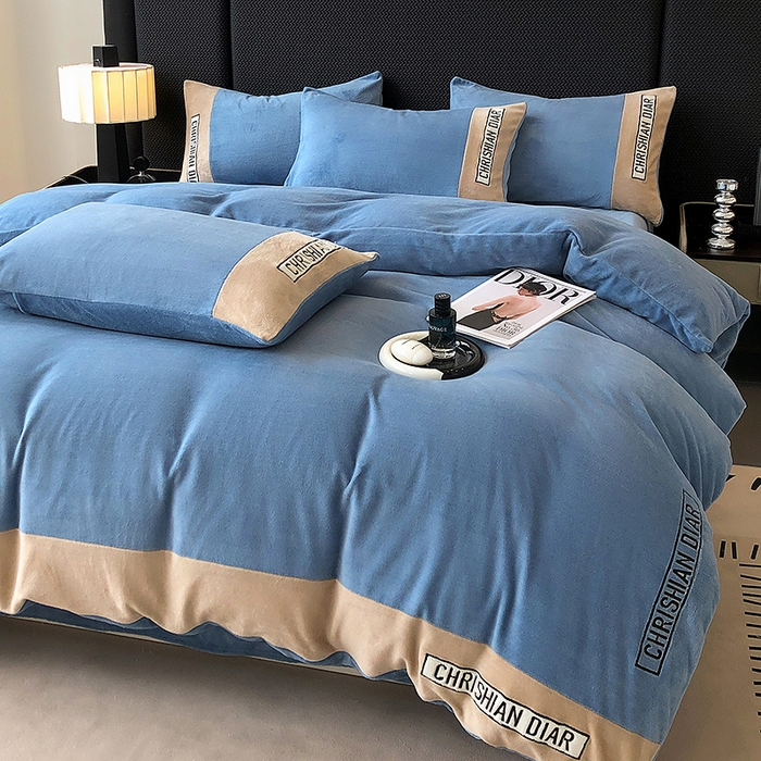 91家纺网 家纺一手货源 找家纺 懒猫家纺 2025新款刺绣牛奶绒四件套-妮可 楼兰-咖