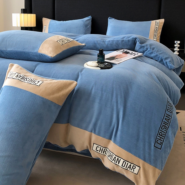 91家纺网 家纺一手货源 找家纺 懒猫家纺 2025新款刺绣牛奶绒四件套-妮可 楼兰-咖