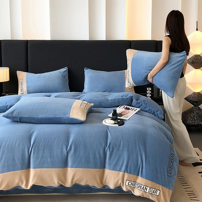 91家纺网 家纺一手货源 找家纺 懒猫家纺 2025新款刺绣牛奶绒四件套-妮可 楼兰-咖