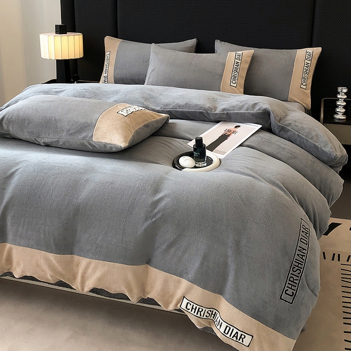 91家纺网 家纺一手货源 找家纺 懒猫家纺 2025新款刺绣牛奶绒四件套-妮可 落日-咖