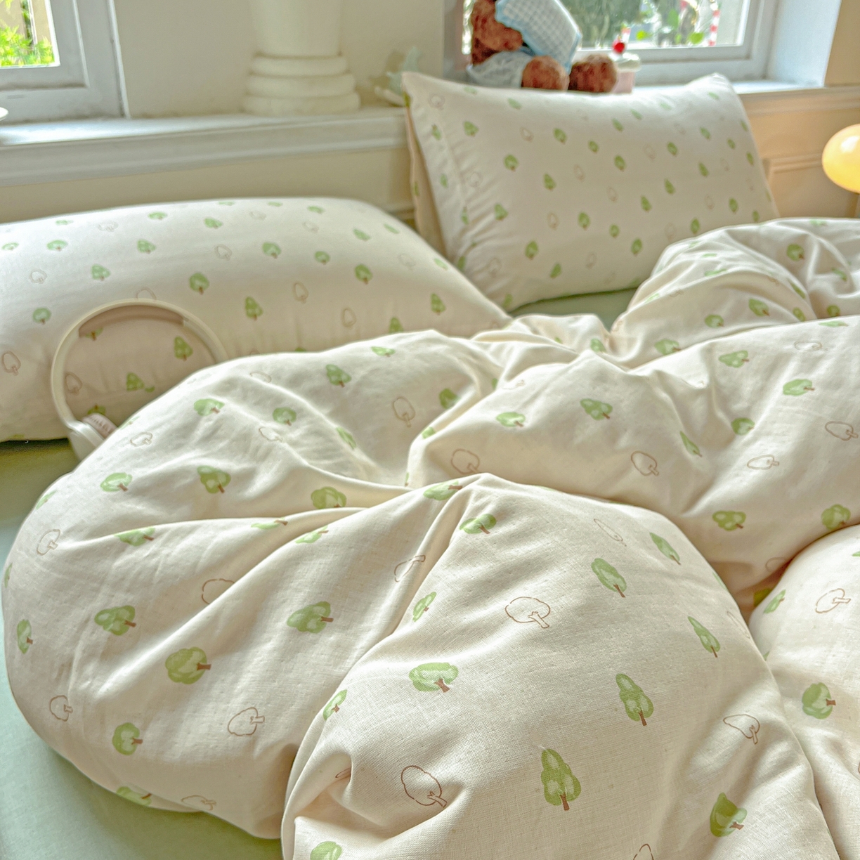 91家纺网 家纺一手货源 找家纺 一比一家纺 2025新款全棉双层纱四件套 仲夏