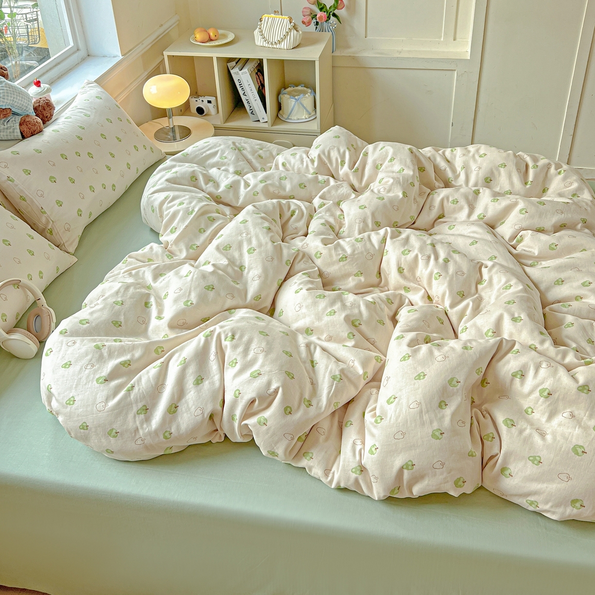 91家纺网 家纺一手货源 找家纺 一比一家纺 2025新款全棉双层纱四件套 仲夏