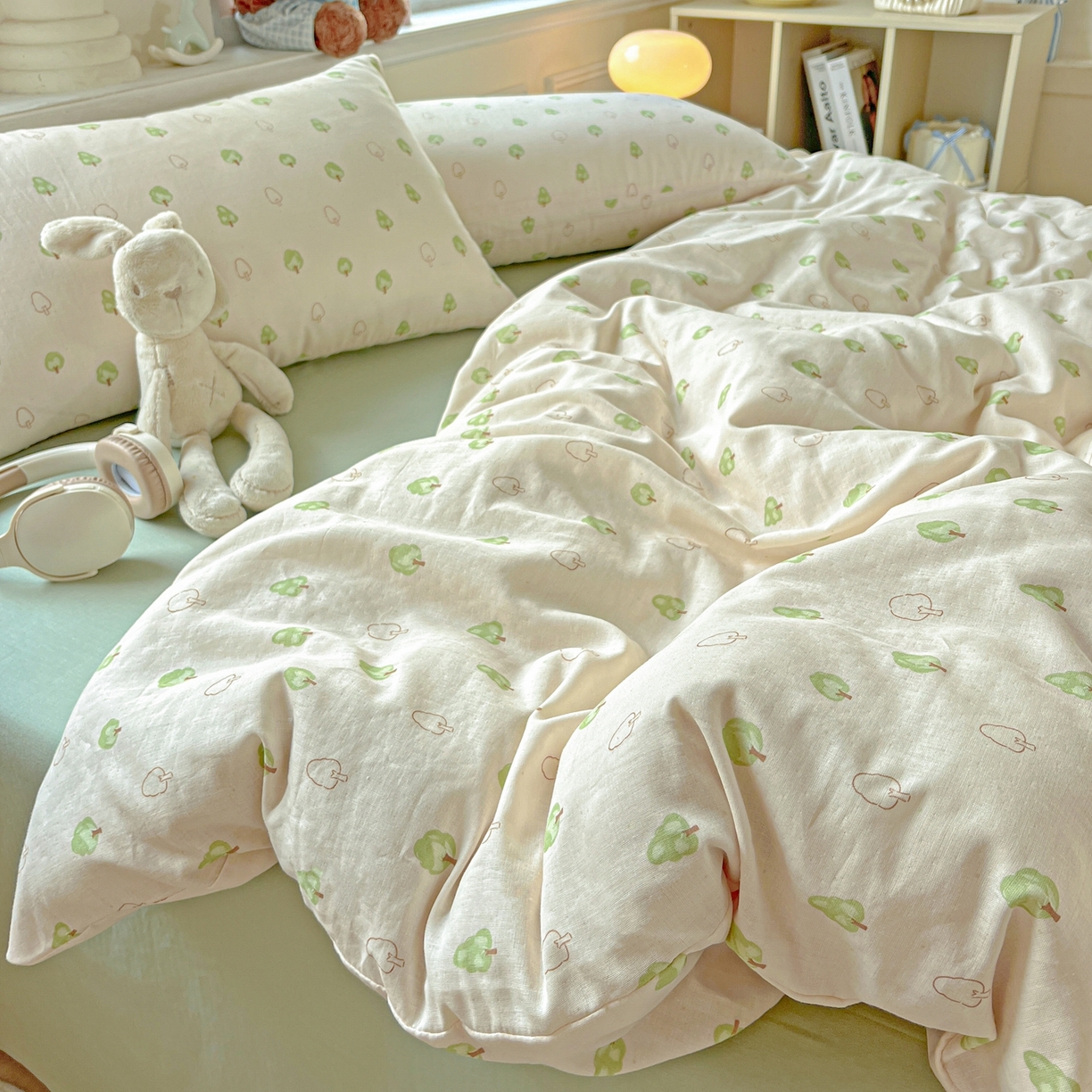 91家纺网 家纺一手货源 找家纺 一比一家纺 2025新款全棉双层纱四件套 仲夏