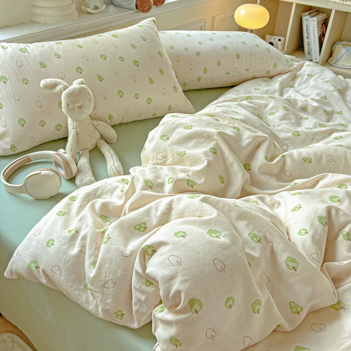 91家纺网 家纺一手货源 找家纺 一比一家纺 2025新款全棉双层纱四件套 仲夏