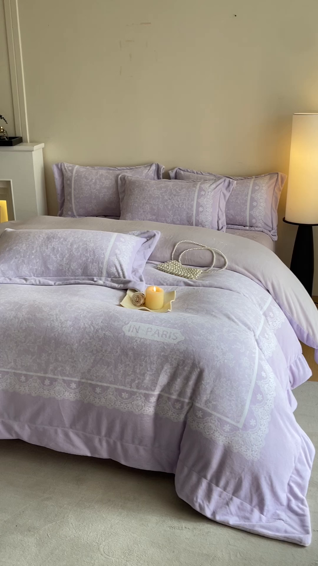 91家纺网 家纺一手货源 找家纺 新方向 2025新款高克重240克A类全消光数码印花牛奶绒四件套-恋语 恋语-魅紫