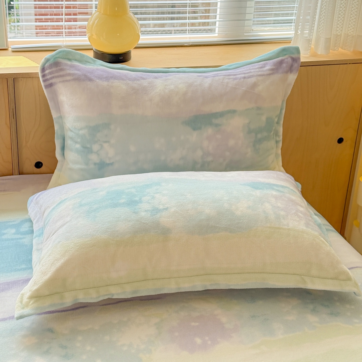 91家纺网 家纺一手货源 找家纺 名兮家居 2025新款高克重牛奶绒印花枕套枕套单件 彩色的梦