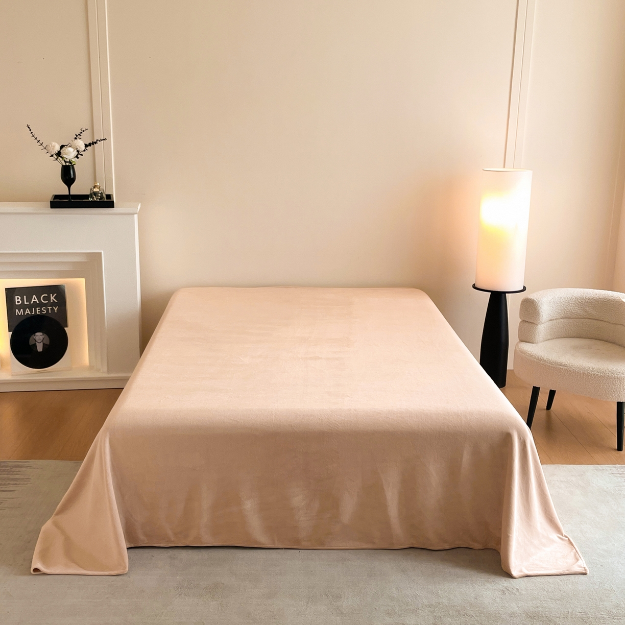 91家纺网 家纺一手货源 找家纺 新方向 2025新款高克重240克A类全消光数码印花牛奶绒四件套-恋语 恋语-香槟