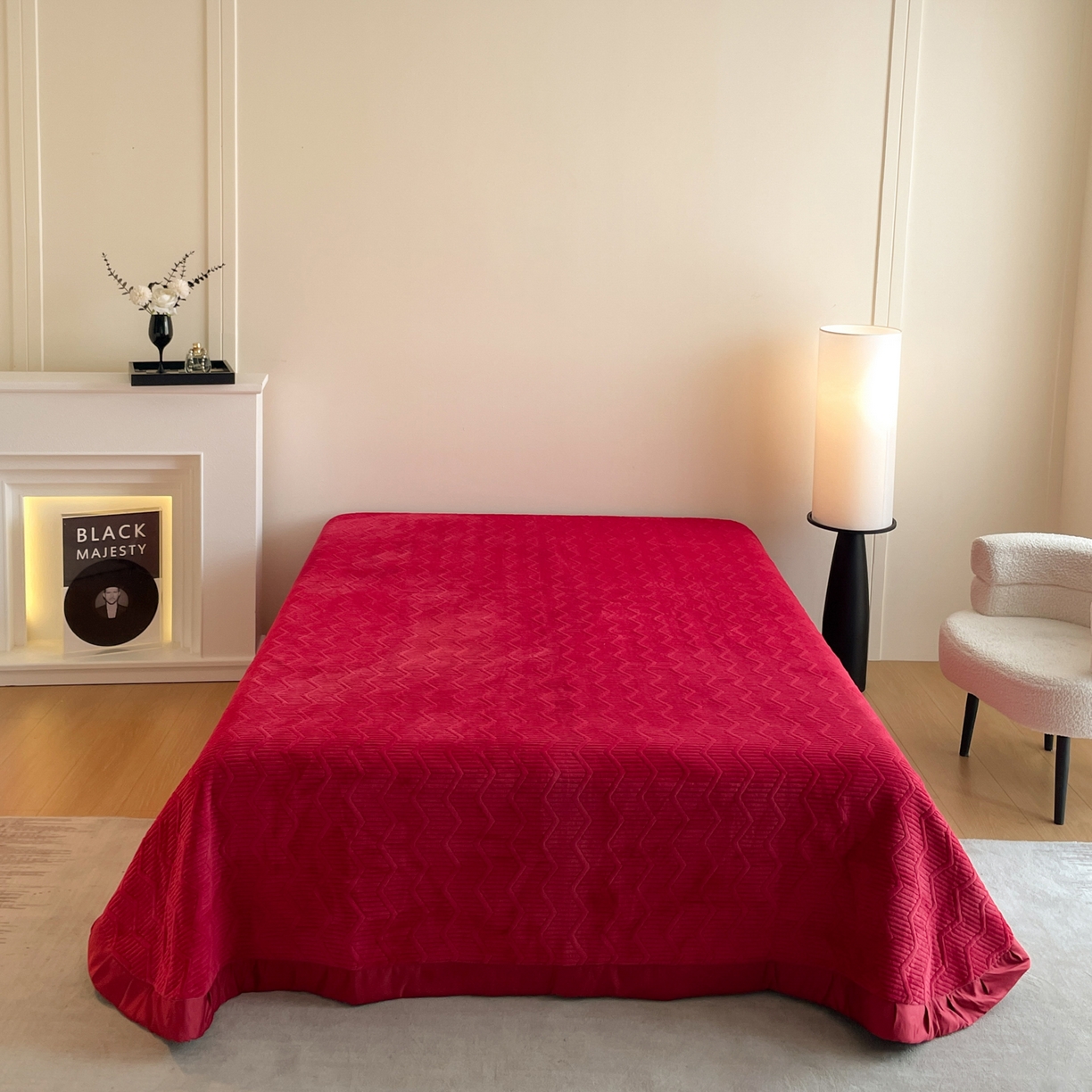 91家纺网 家纺一手货源 找家纺 新方向 2025新款高克重240克A类全消光数码印花牛奶绒四件套-恋语 恋语-洋酒红