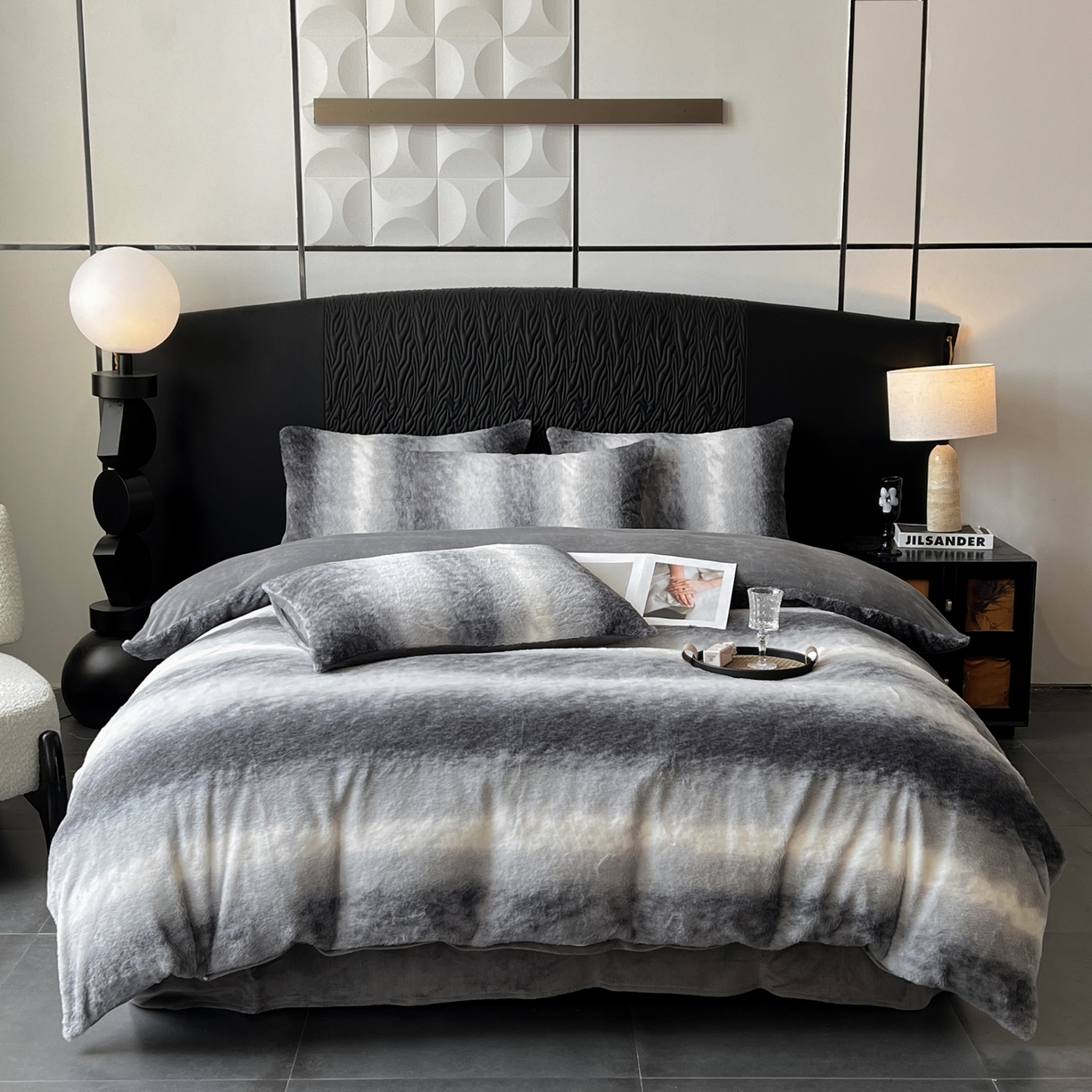 91家纺网 家纺一手货源 找家纺 二八年华 2025新款加厚兔绒四件套 灰色