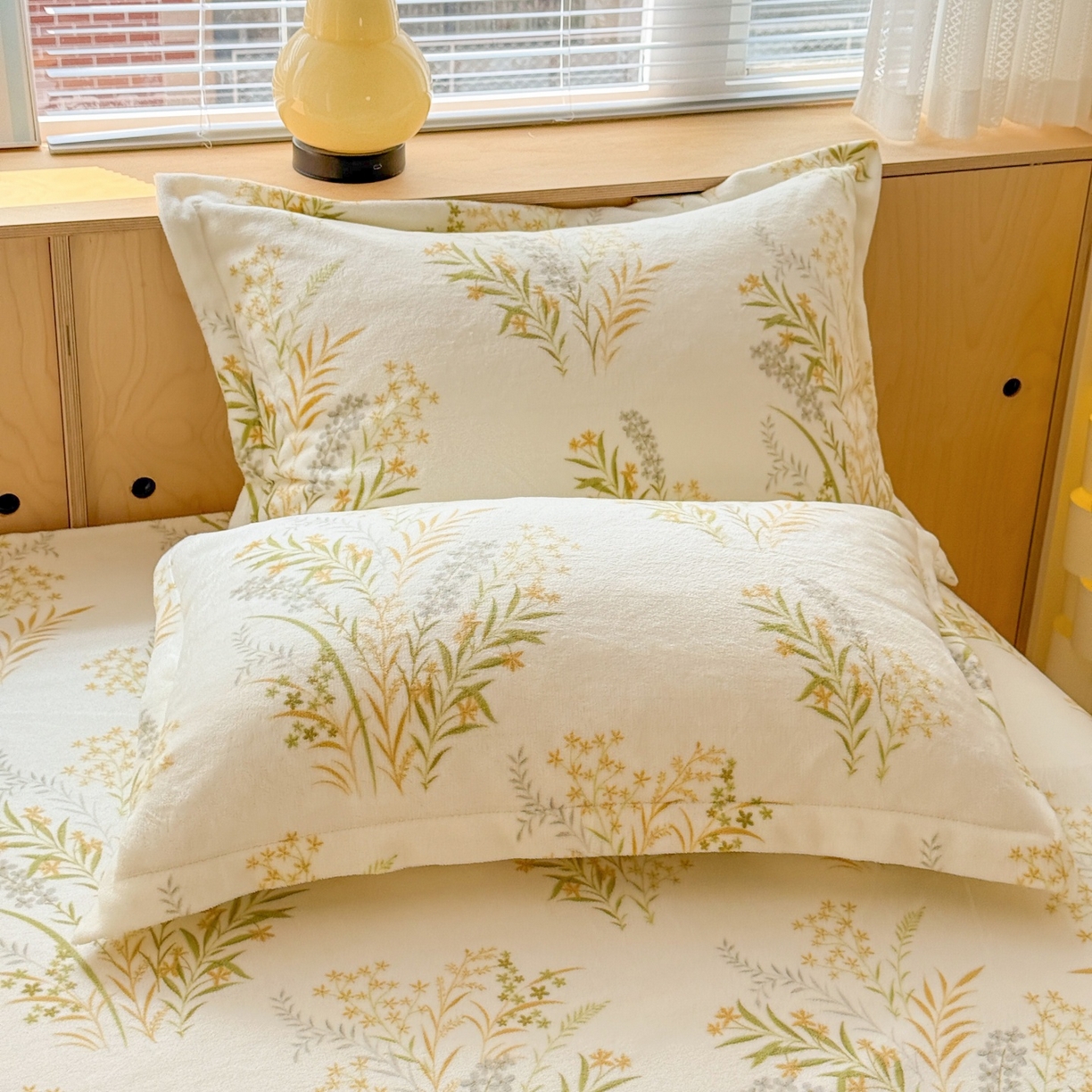 91家纺网 家纺一手货源 找家纺 名兮家居 2025新款高克重牛奶绒印花枕套枕套单件 仙草