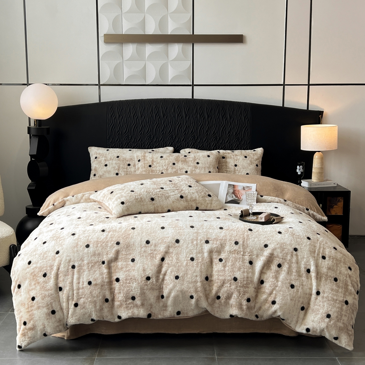 91家纺网 家纺一手货源 找家纺 二八年华 2025新款加厚兔绒四件套 驼色