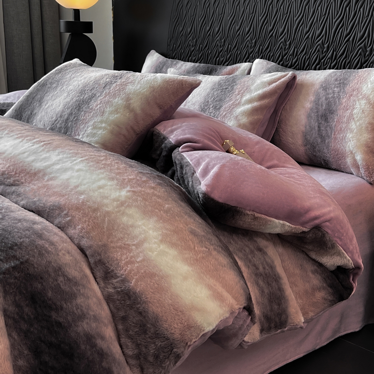 二八年华 2025新款加厚兔绒四件套 紫色