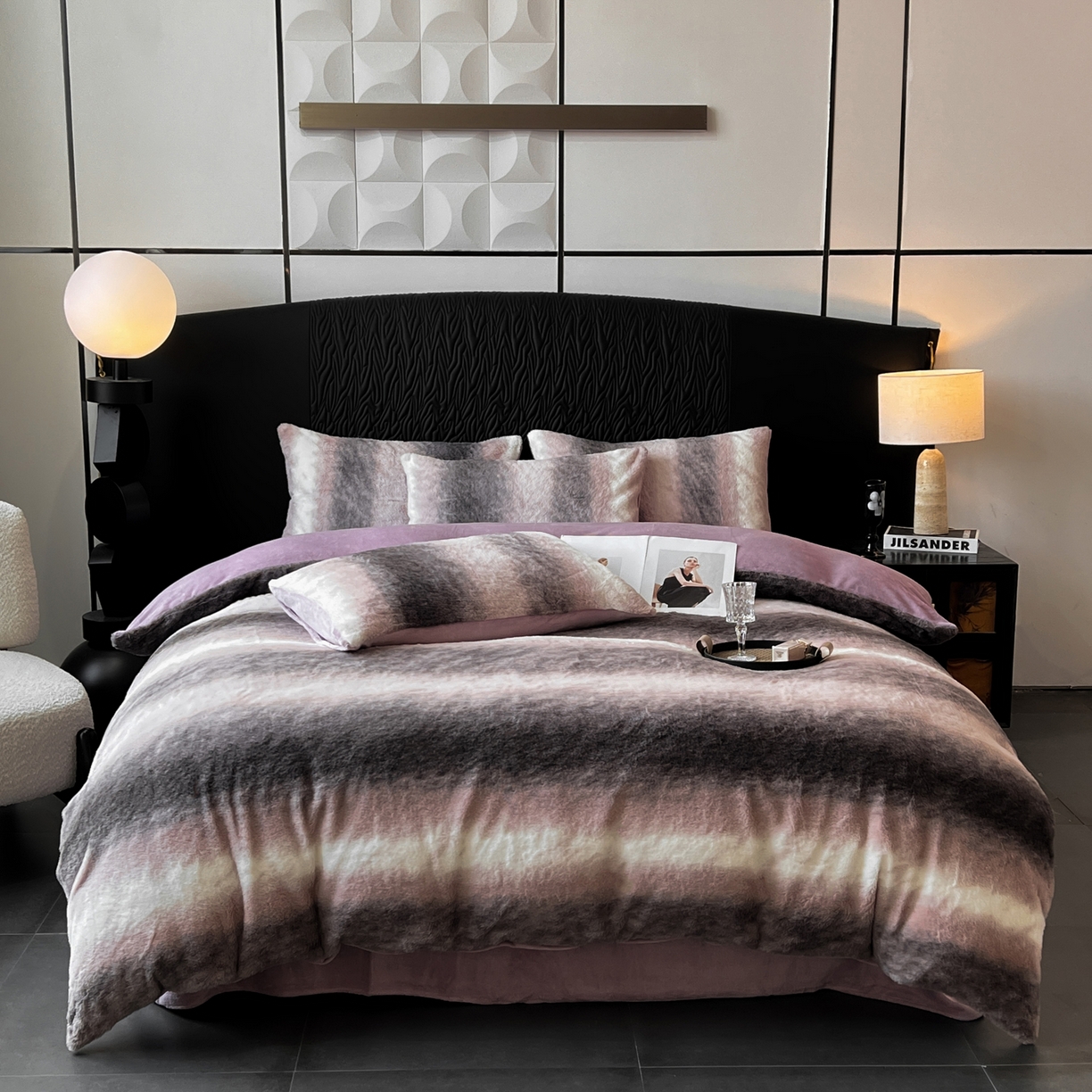 91家纺网 家纺一手货源 找家纺 二八年华 2025新款加厚兔绒四件套 紫色