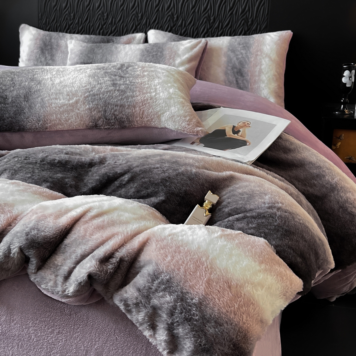 91家纺网 家纺一手货源 找家纺 二八年华 2025新款加厚兔绒四件套 紫色