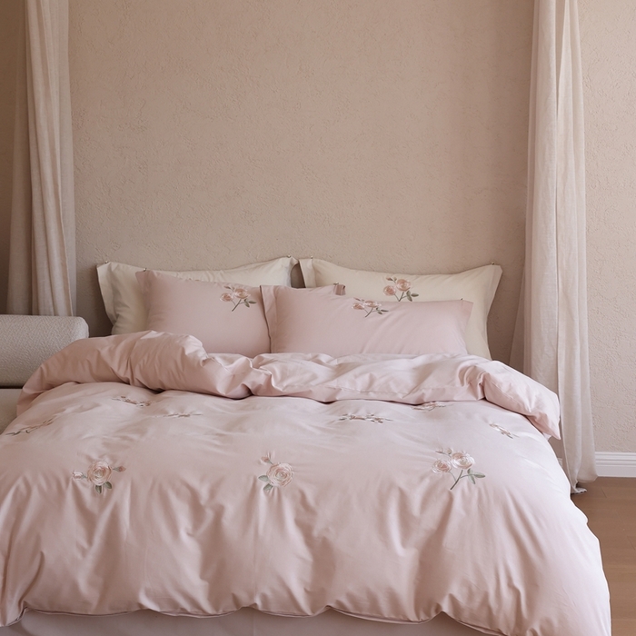 91家纺网 家纺一手货源 找家纺 初拾 2025新款100s全棉纯棉磨毛四件套—百利甜 百利甜-樱花粉