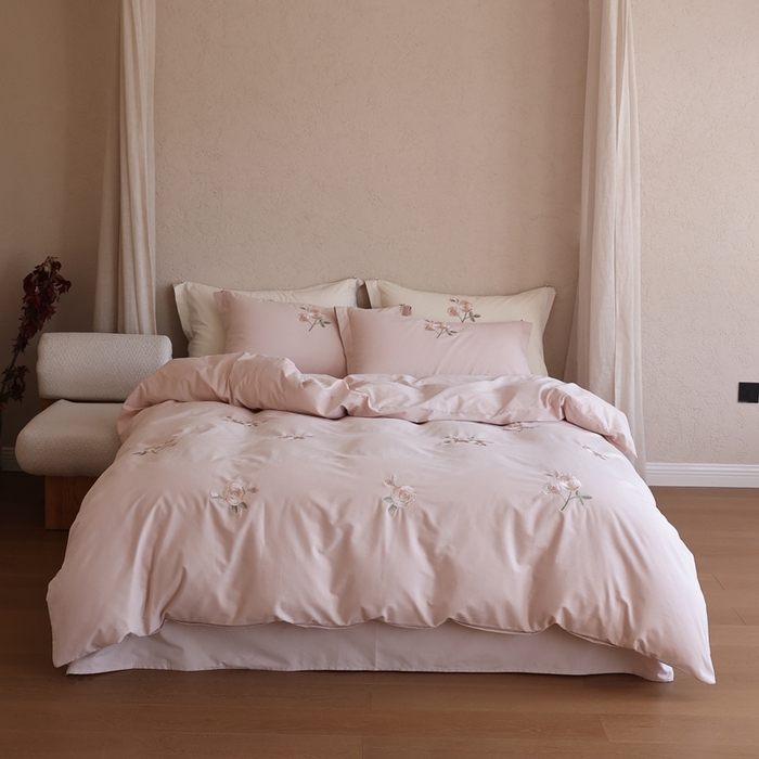 91家纺网 家纺一手货源 找家纺 初拾 2025新款100s全棉纯棉磨毛四件套—百利甜 百利甜-樱花粉